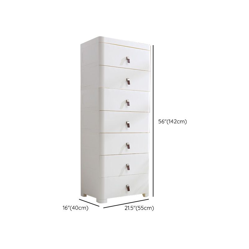 White Plastic Storage Cabinet for Bathroom Contemporary Cabinet with Drawers