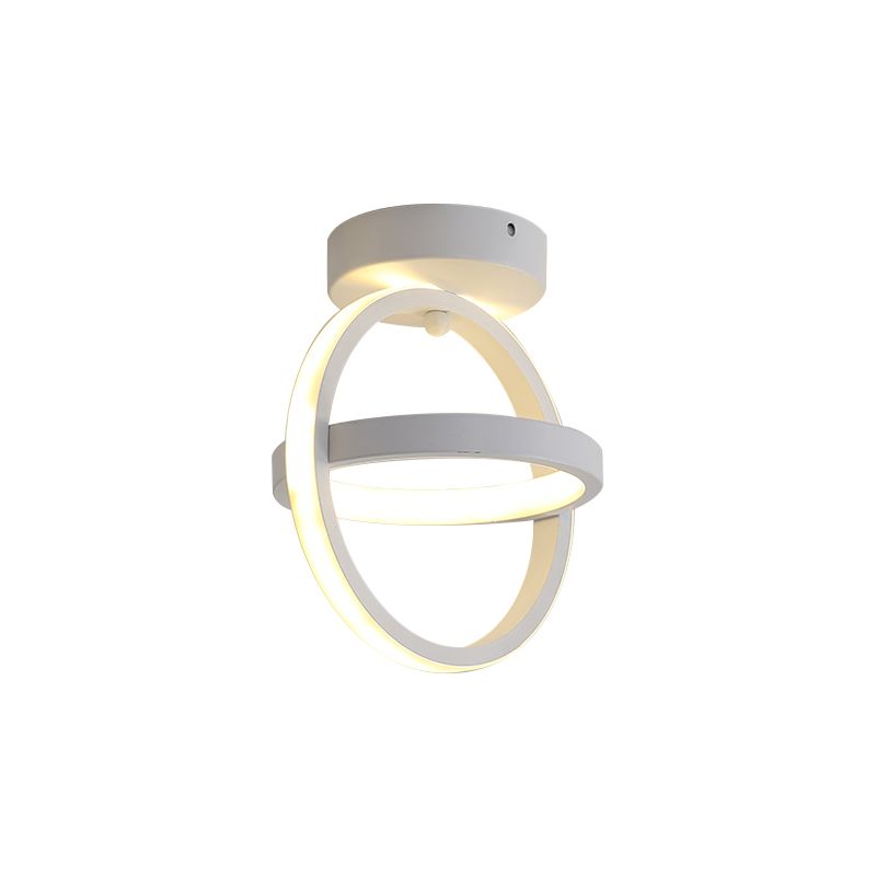 Plafonnier à cercle croisé noir/blanc, luminaire LED simple en métal, lumière chaude/blanche