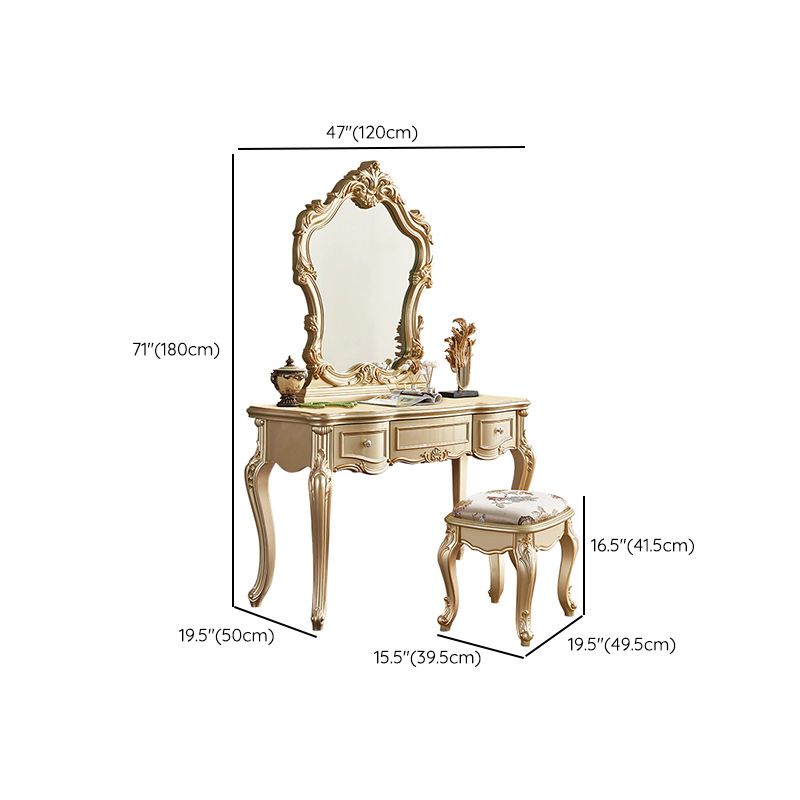 19" Wide Victorian Make-up Vanity Wooden Dressing Table with Mirror