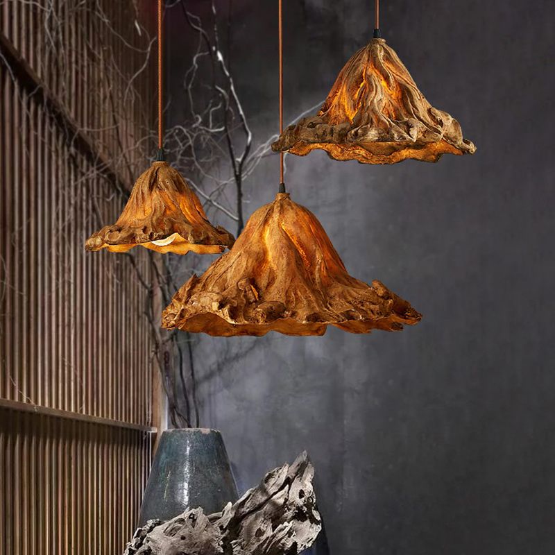 Lotus Leaf Shaped Resin Hanging Light Artistic Single-Bulb Pendant Lighting fro Restaurant