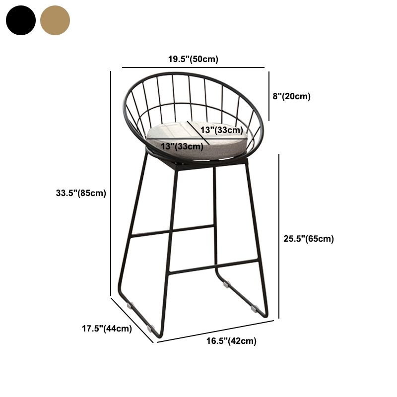Modern Footrest Counter Bar Stool Bucket Low Back Bar Stool for Coffee Shop