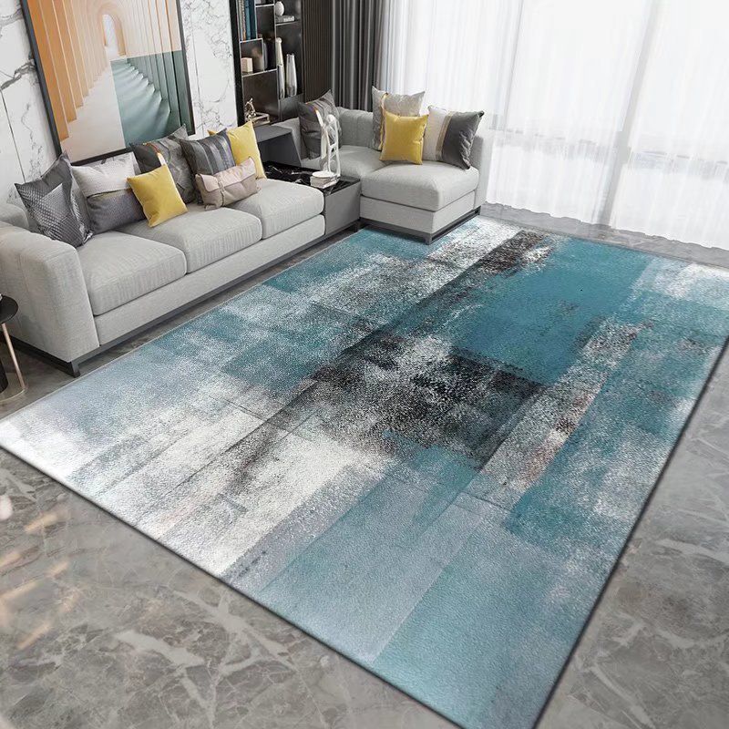 Dark Brown Modern Rug Polyester Pattern Rug Non-Slip Backing Rug for Living Room