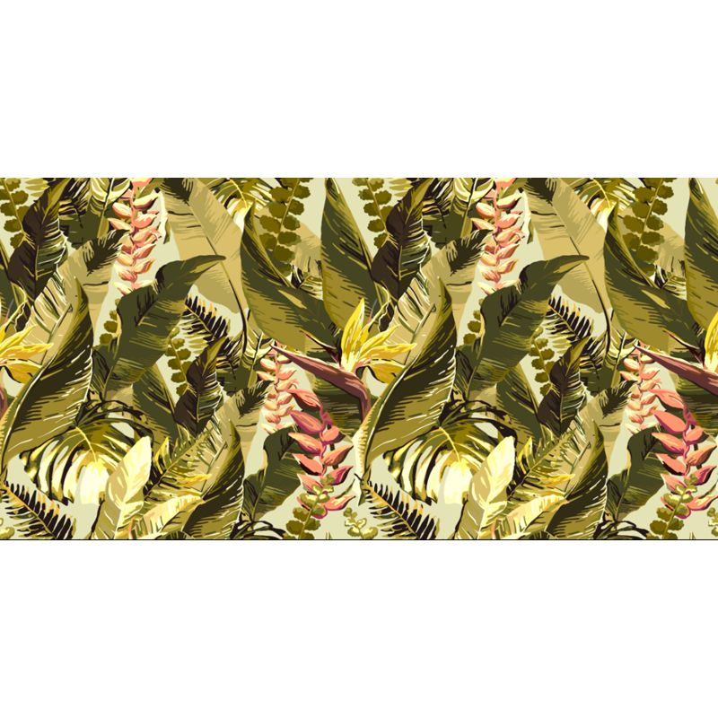 Large Tropical Wallpaper Mural Green Plant Leaves Wall Decor, Custom Size Available