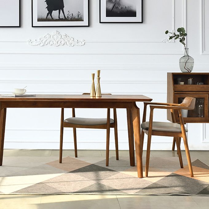 Modern Style Wooden Matte Finish Dining Arm Chair Open Back Arm Chair for Home Use