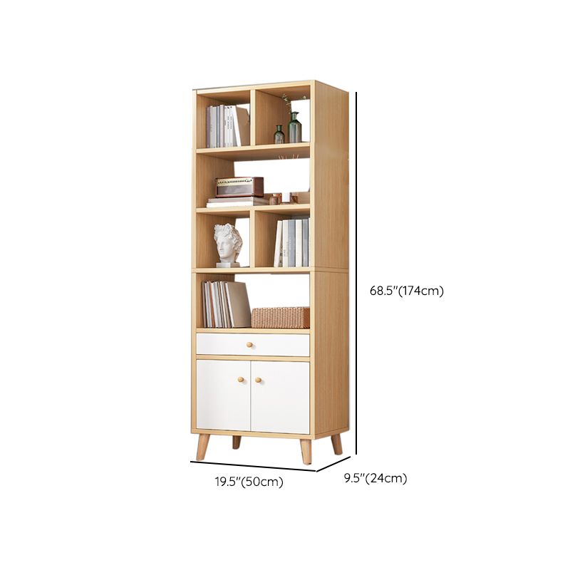 Engineered Wood Bookcase Standard Contemporary Bookshelf with Drawers