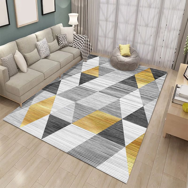 Tapis d'intérieur lavable en polyester, bloc de couleurs moderne, pour la décoration de la maison