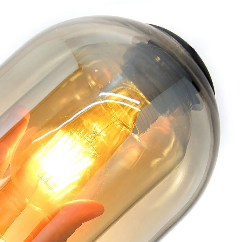 Blown Smokey Glass Dome Wall Lamp Nordic 1 Bulb Grey Finish Sconce Lighting for Corridor