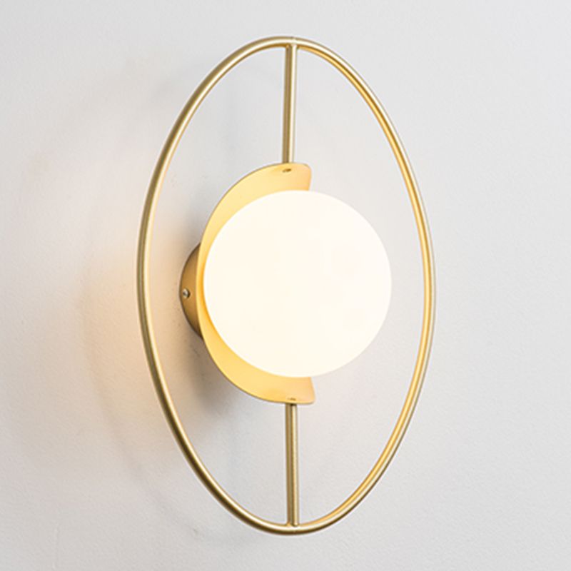 Gold Metal Glass Wall Sconce 1 Blub Wall Mounted Light Fixture for Study Room