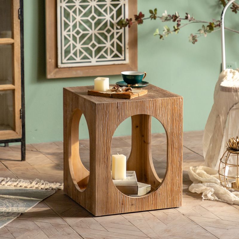 Modern Pedestal Wooden Coffee Table Rectangular Top Shape Cocktail Table