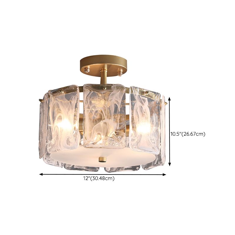 Contemporary Ceiling Lamp Simple Flush Mount Light Fixture with Glass Shade for Bedroom