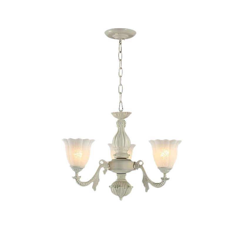 Lampadario a fiore in vetro di latte tradizionale tradizionale 3/5/8 teste sala da pranzo la luce a sospensione in beige