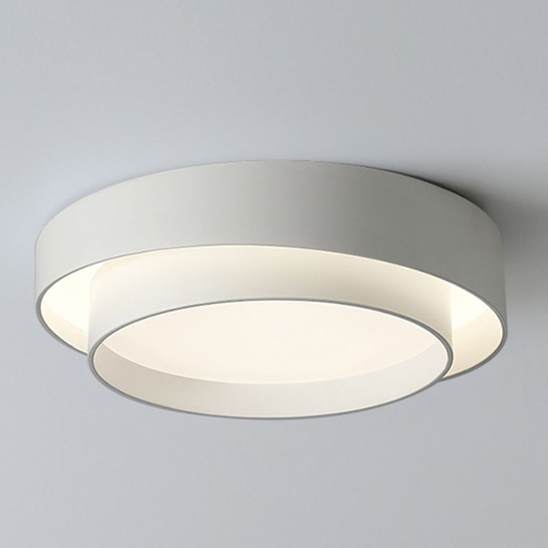 Modern Minimalist LED Ceiling Fixture Lacquered Iron Circular Flush Mount with Acrylic Shade