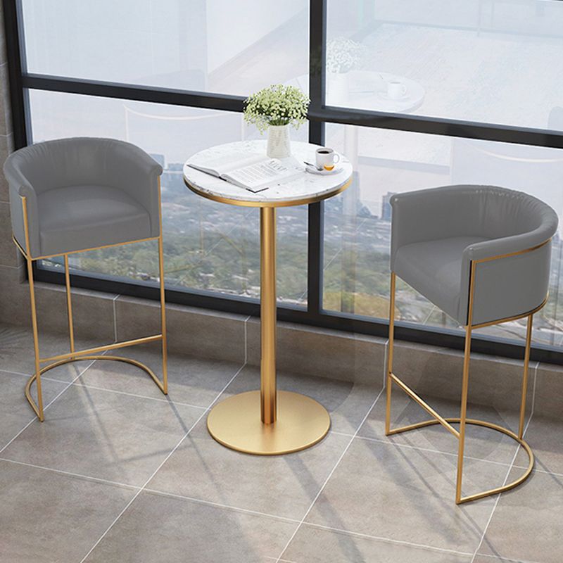 Glam Style Bar Stool Armed Upholstered Bar Stool for Dining Room