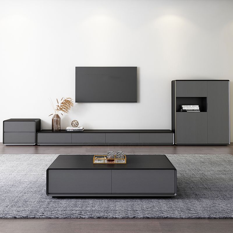 Rectangle TV Console Industrial Wooden TV Cabinet with Glide Drawers