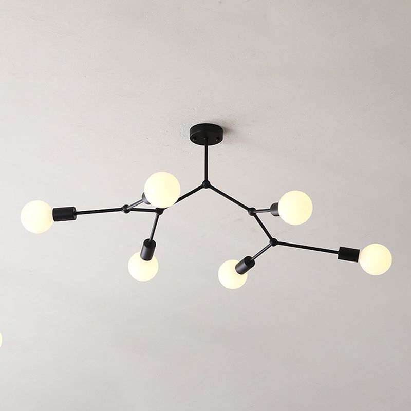 Diseño molecular de 6 luces Candelera de metal Ligero Estilo industrial Colgante de iluminación de bombilla abierta para sala de estar de dormitorio
