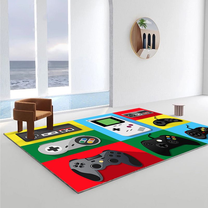 Modern Gamepad Printed Carpet Polyester Rug Washable Indoor Carpet for Home Decoration