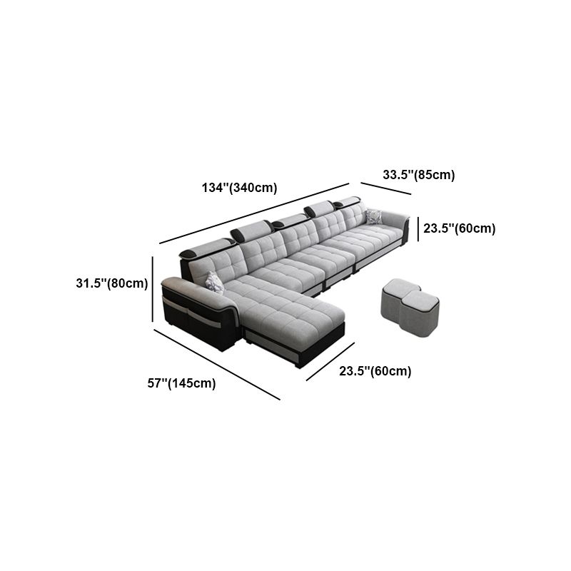 Light-grey Pillow Top Arm Modern Sofa/Sectional with Removable Cushions for Apartment
