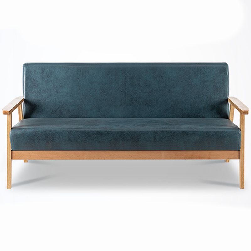 Faux Leather Sofa 23.62" D x 27.55" H Square Arm Sofa for Living Room