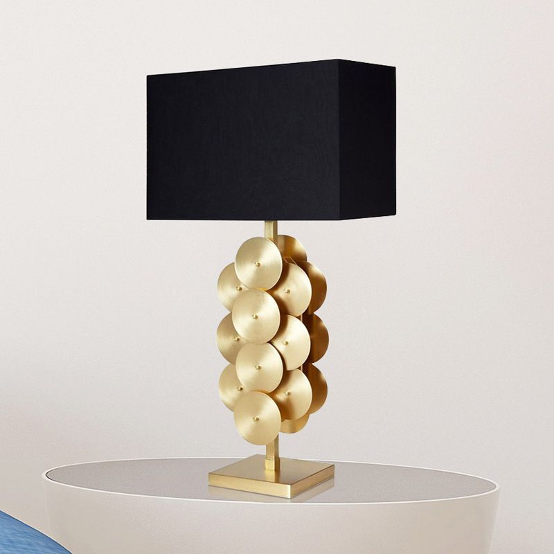 1 Bulb Rectangle Nightstand Lamp Contemporary Fabric Reading Book Light in Black