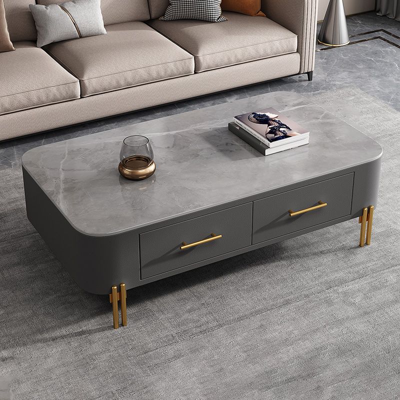 Glam 4 Legs Coffee Table Slate Rectangular Coffee Table for Home