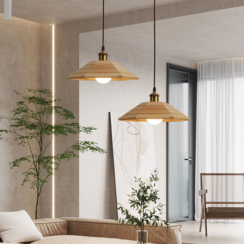 Accesorio de iluminación colgante sombreada de madera Luz de techo de estilo moderno para sala de estar