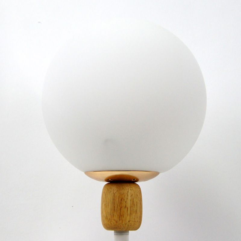 Modern Style Spherical Night Table Lamp White Glass 1-Light Table Light
