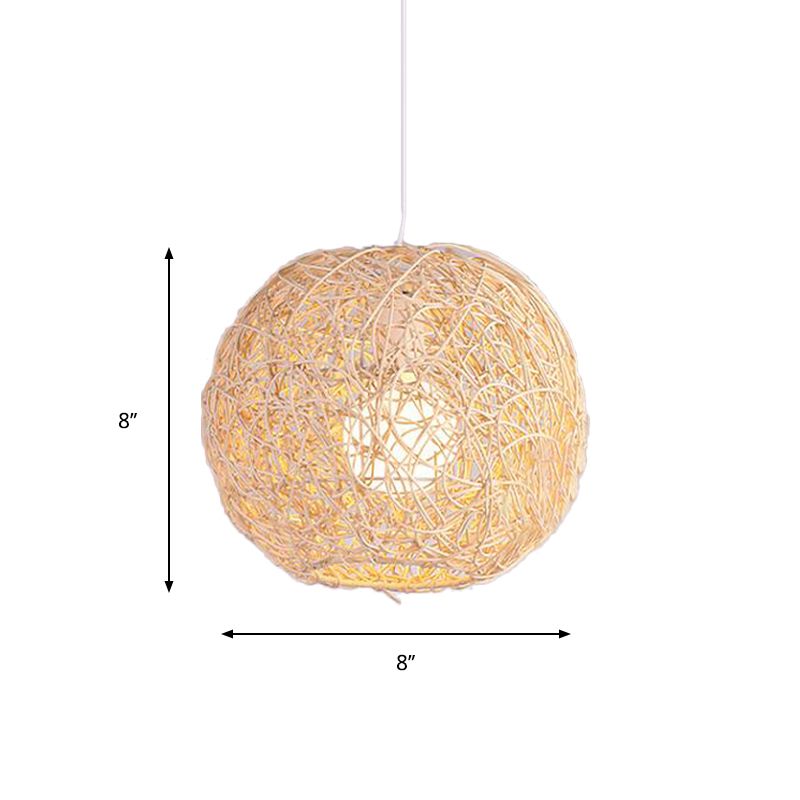 Rattan orb hangend plafondlicht landelijke stijl een lichte hanglampverlichting in beige