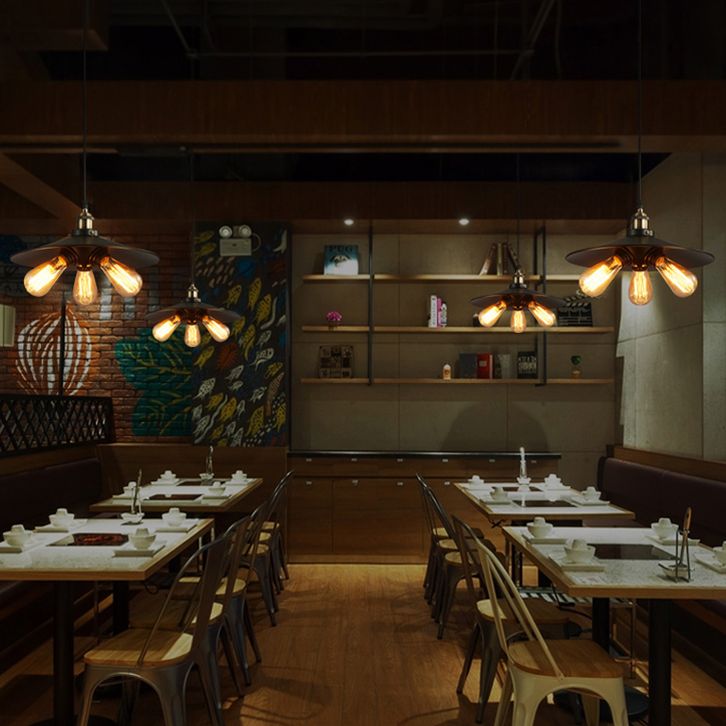 3 Lights Saucer hanglampen retro industrieel metalen plafondarmatuur voor coffeeshop