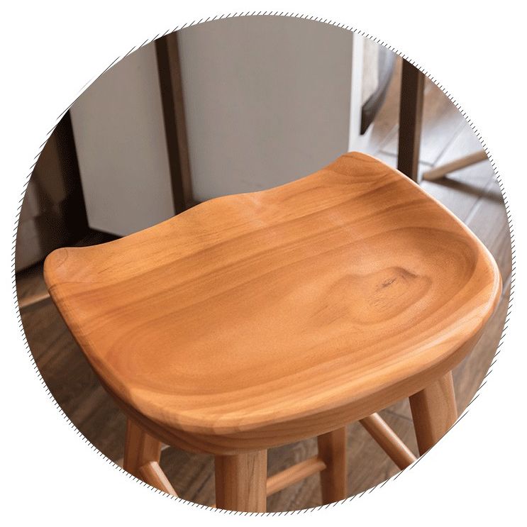 Modern Backless Footrest Stool Contoured Pine Solid Wood Bar Stool
