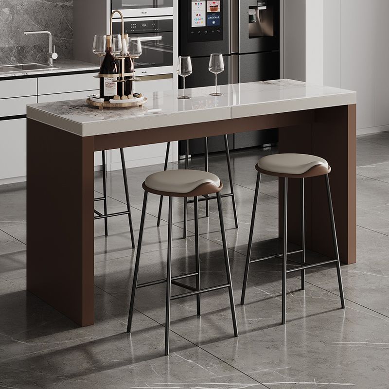 1/5 Pieces Modern Rectangle Sintered Stone Top Counter Table with High Stools