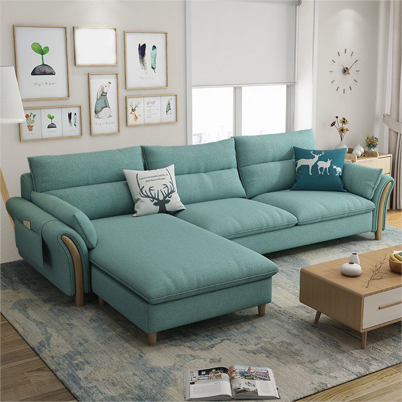 3-seater Fabric Sectional Sofa Slipcovered Sectional with Storage