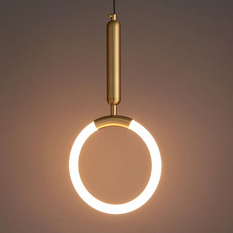 Geometric Suspension Pendant Light Minimalist Metal LED Bedroom Pendant Light Kit in Gold