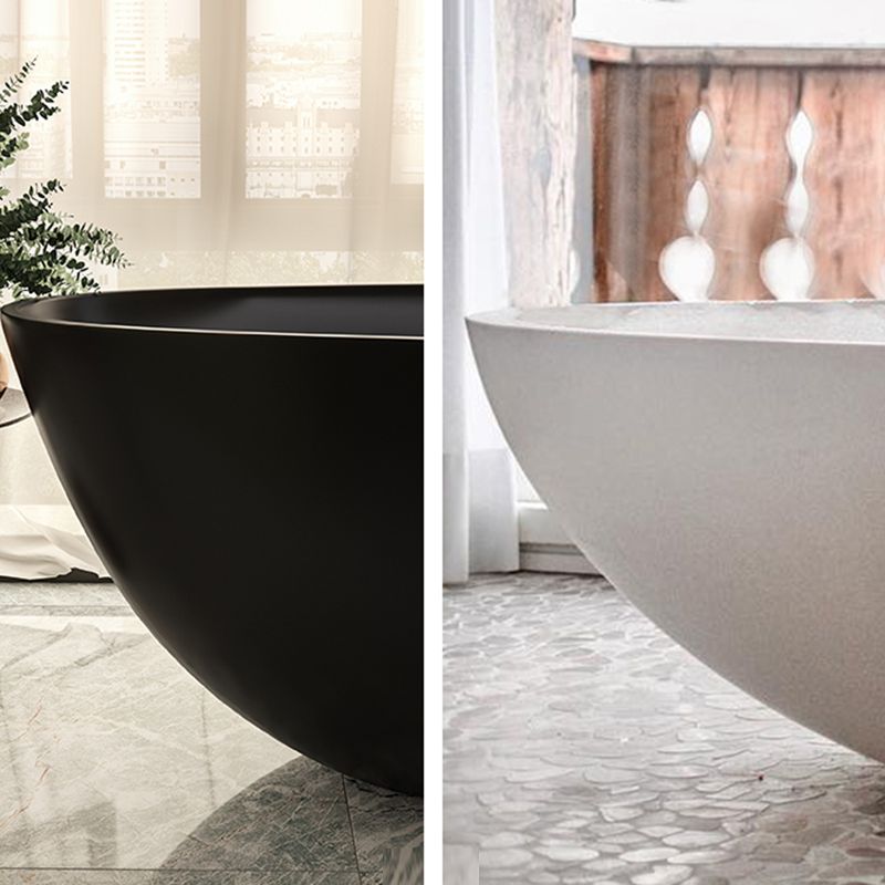 Acrylic-Fiberglass Oval Bathtub Contemporary Soaking Bathtub with Drain and Overflow Trim
