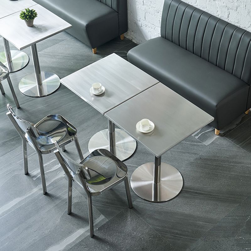 Silver Industrial Dining Chairs Stainless Steel Armless Dining Side Chair