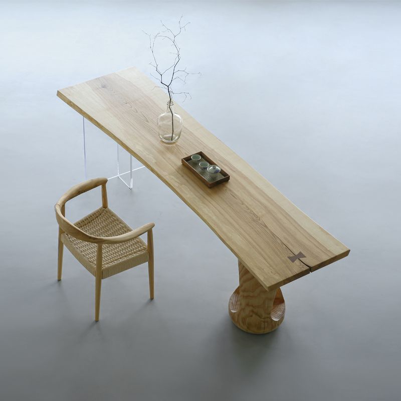 Natural Double Pedestal Table Solid Wood Modern Dinner Room Kitchen Table