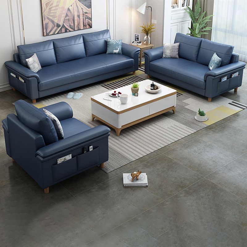 Stain Resistant Faux Leather Sofa Couch Pillow Top Arm Settee Couch with Pillows