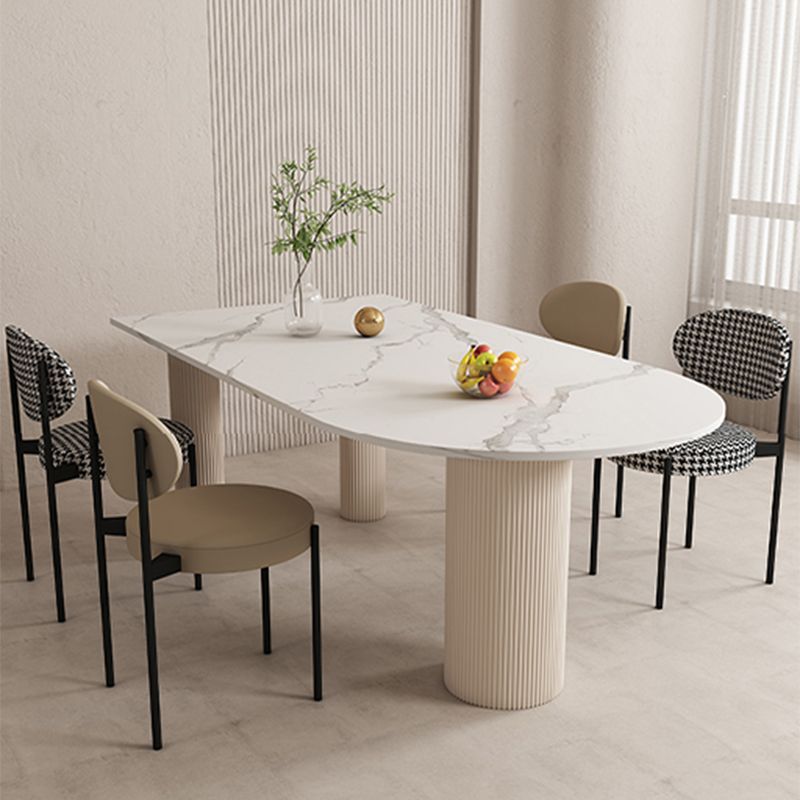 Free Form Sintered Stone Dining Table White Dining Table with Pedestal