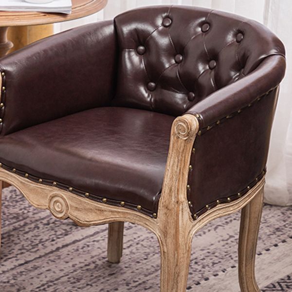 Upholstered Dining Arm Chair Tufted Dining Armchairs with Rubberwood Legs