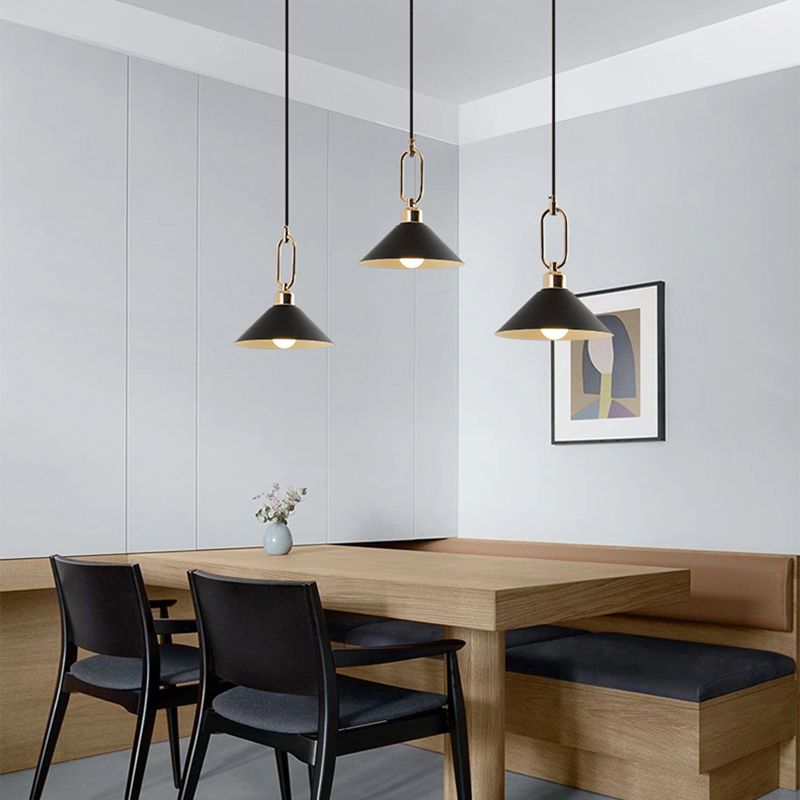 Cone Shape Hanging Lighting Modern Macaron Style Metal 1-Light Hanging Lamp for Bedroom