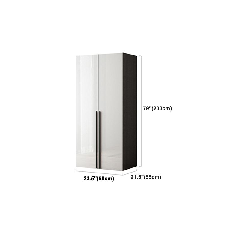 Mirrored Finish Cabinet with Hinged Doors Contemporary White Storage Cabinet