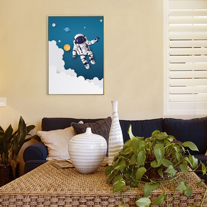 Outer Space Canvas for Bathroom Illustration Painting Wall Print, Multiple Sizes
