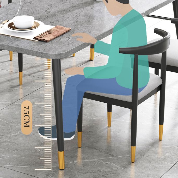 Contemporary Rectangle Shape Kitchen Dining Table Sintered Stone Dining Table with 4 Legs Base
