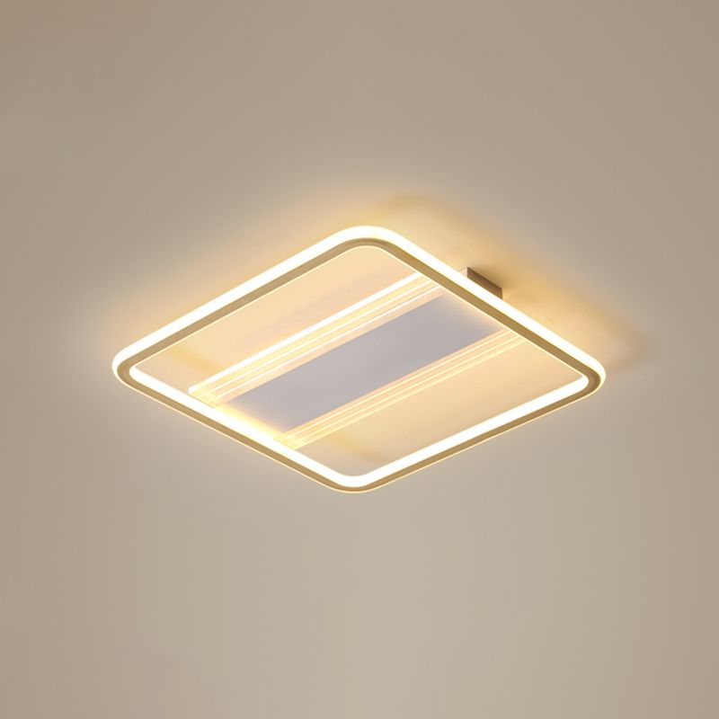 Luz de oro minimalista y luz blanca de techo con sombra acrílica cuadrada