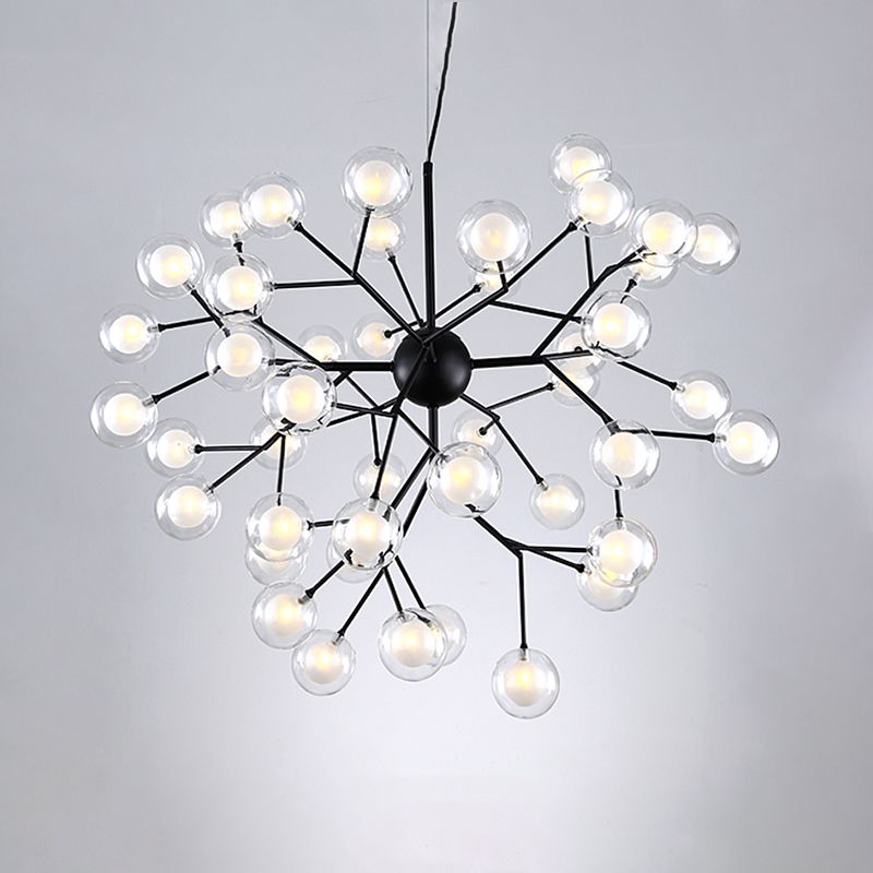 Simplicity LED Chandelier Lamp Bubble Pendant Lighting with Dual Glass Shade for Living Room