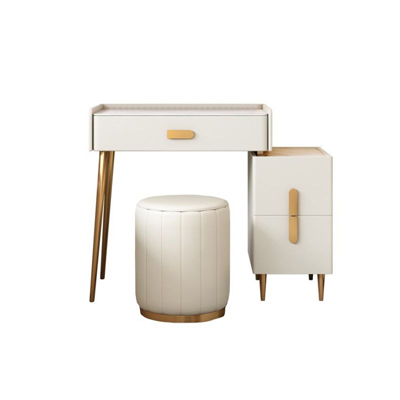 White Vanity Dressing Table Set Stone Top Dresser with Storage Drawers