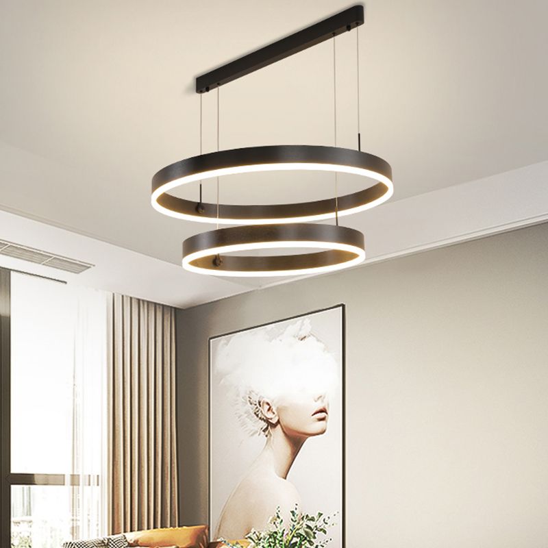 2-laag kroonluchter licht minimalistische stijl cirkelvormige metalen hanglamp voor slaapkamer