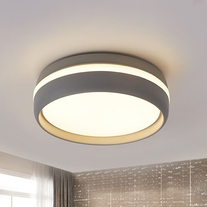 Petit plafonnier LED intégré en acrylique, petit tambour noir/gris, Kit de plafonnier en acrylique, lumière chaude/blanche