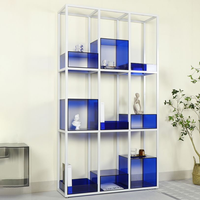 Scandinavian Open Etagere Bookshelf with Iron Frame Acrylic Bookcase