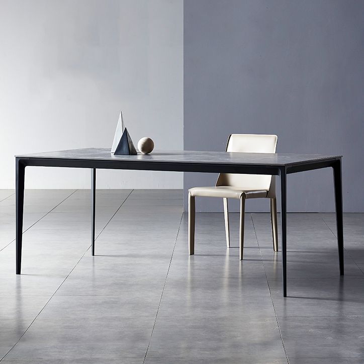 Industrial Style Sintered Stone Dining Table Aviation Aluminum Base Rectangle Table for Home