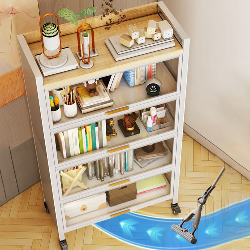 Standard Metal Bookshelf Glam Closed Back Bookcase with Cabinets